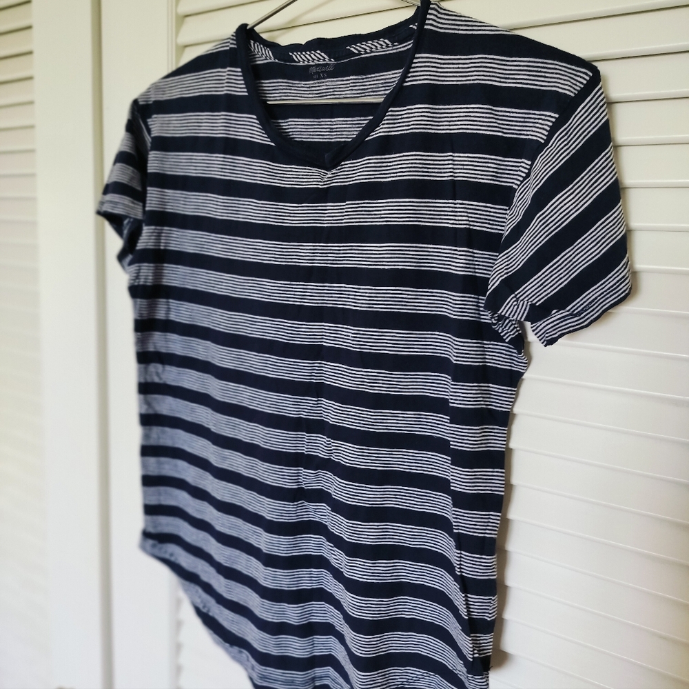 Madewell Women's Striped T-Shirt Navy Gray Size XS 100% Cotton